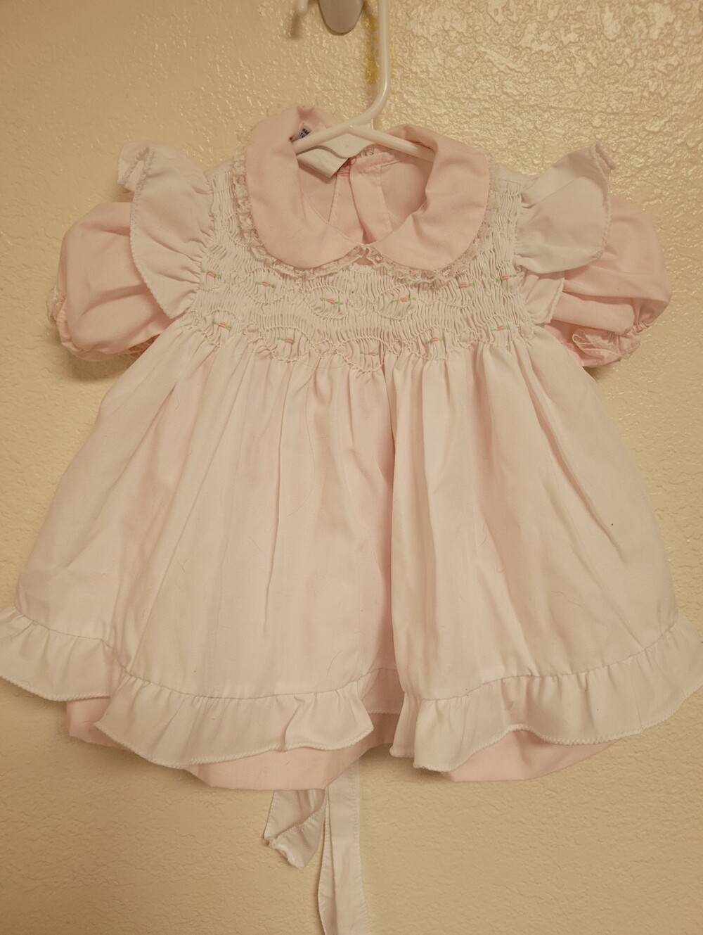 Vintage Petit Ami Pink Dress with Smocking Pinafore